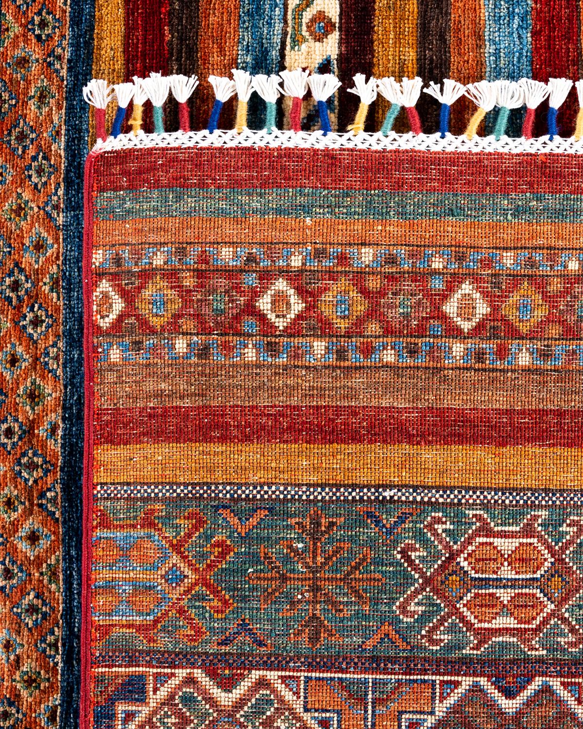 Tapis de laine rouge de Bohème noué à la main 8' 0