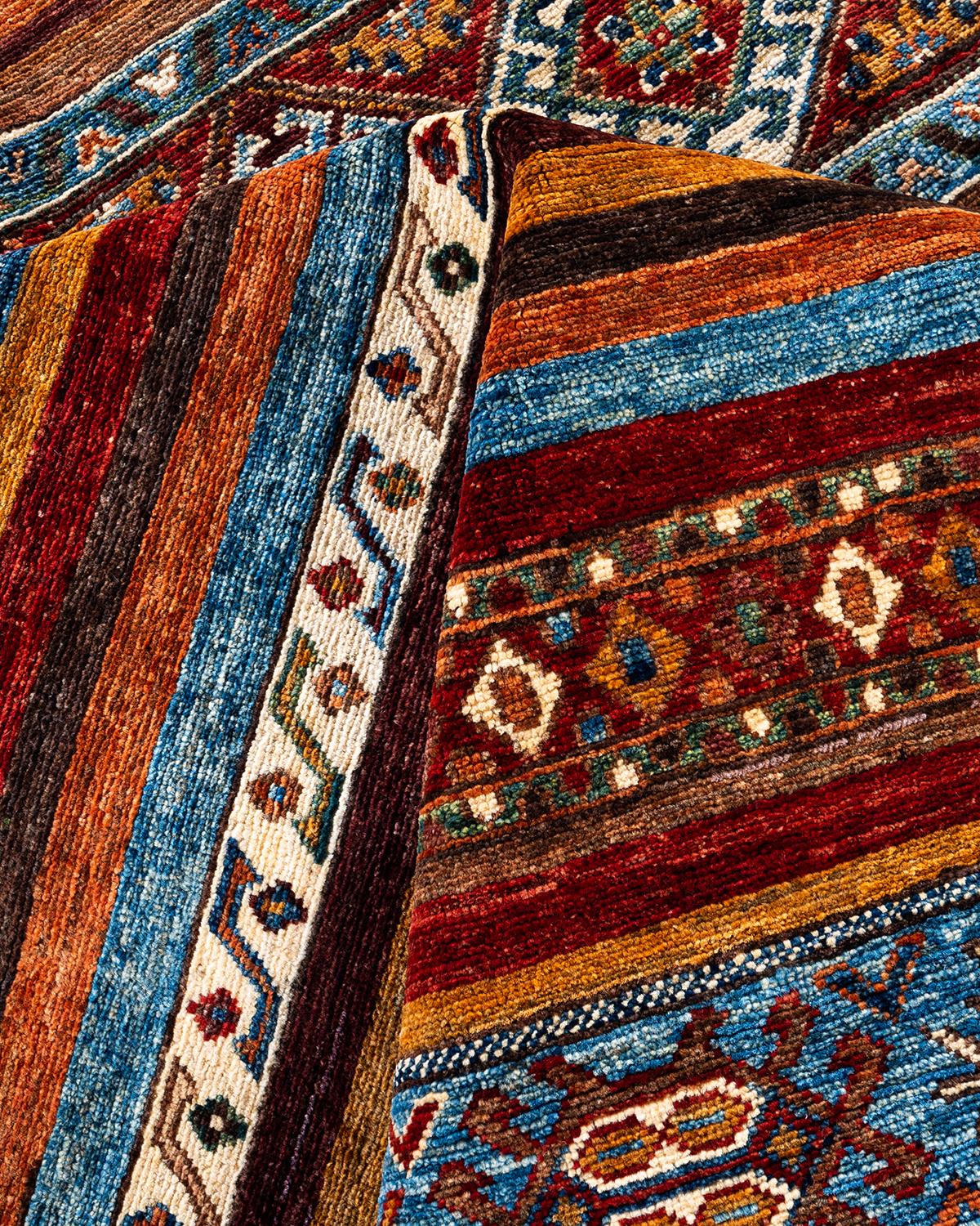 Laine Tapis de laine rouge de Bohème noué à la main 8' 0
