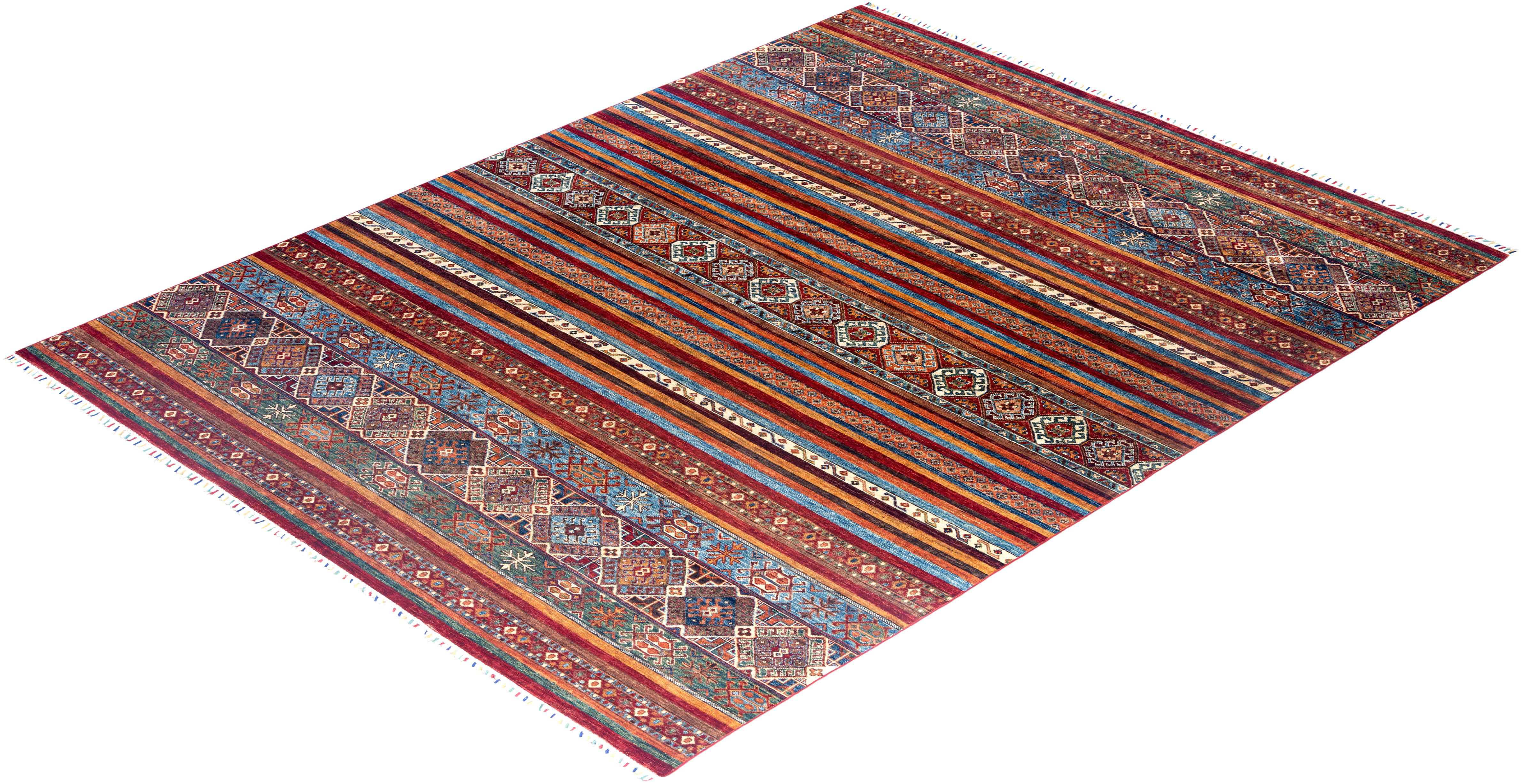 Tapis de laine rouge de Bohème noué à la main 8' 0