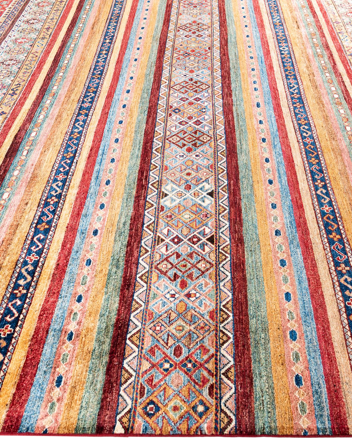 Noué à la main Tapis de laine rouge de Bohème noué à la main 8' 1