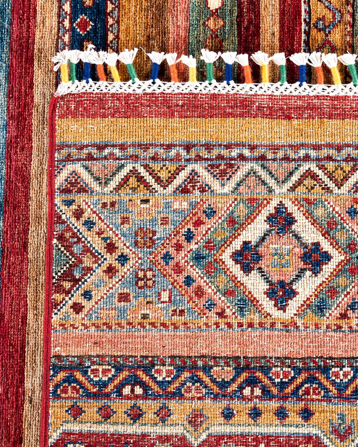 Tapis de laine rouge de Bohème noué à la main 8' 1