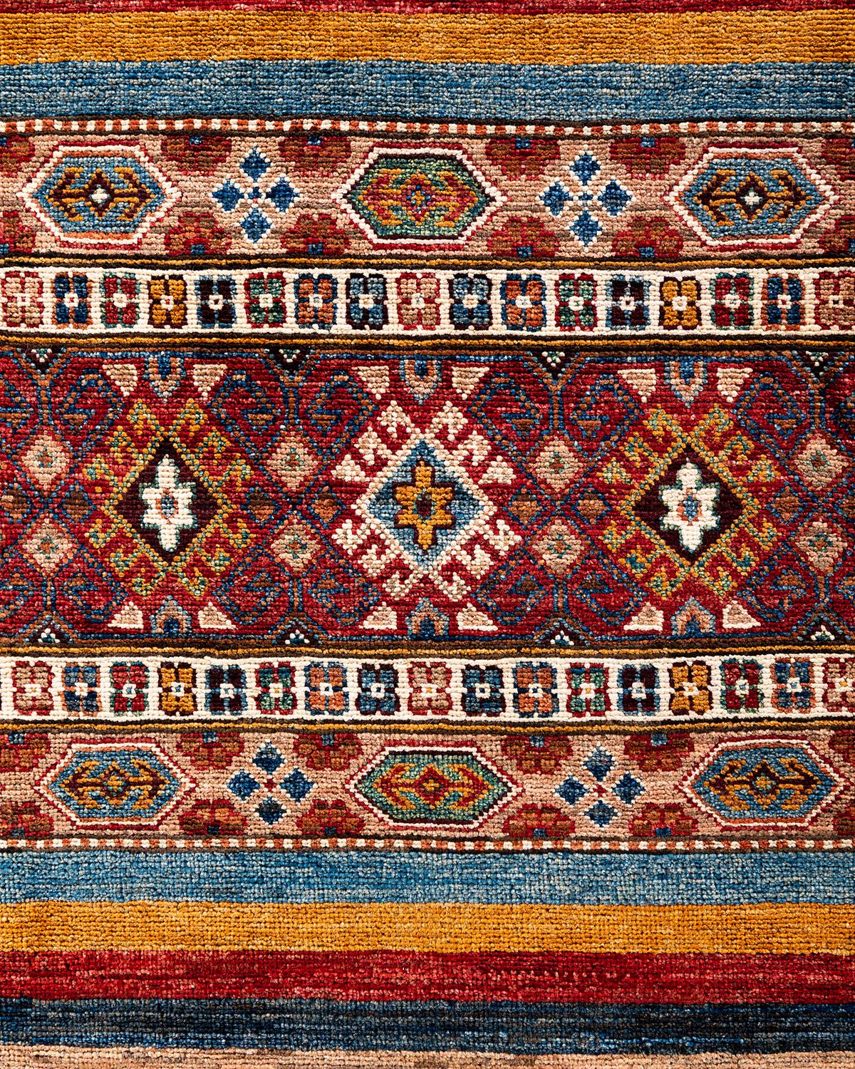 Pakistanais Tapis de laine rouge de Bohème noué à la main 8' 11