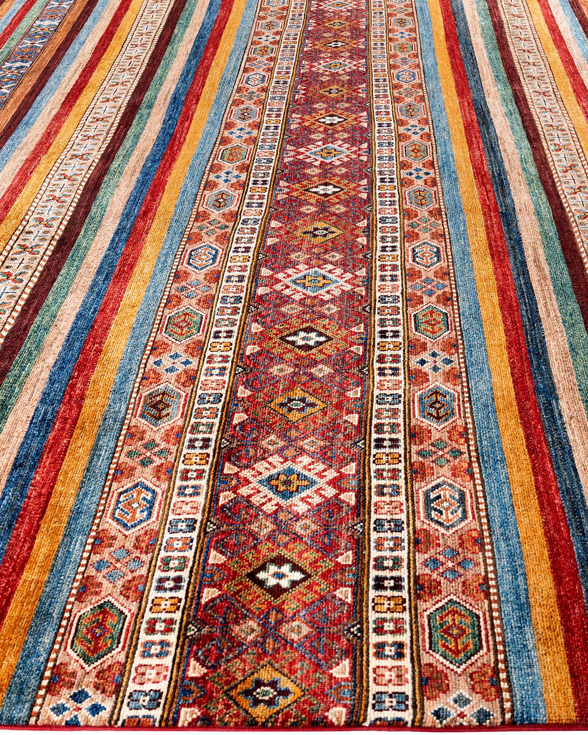 Tapis de laine rouge de Bohème noué à la main 8' 11