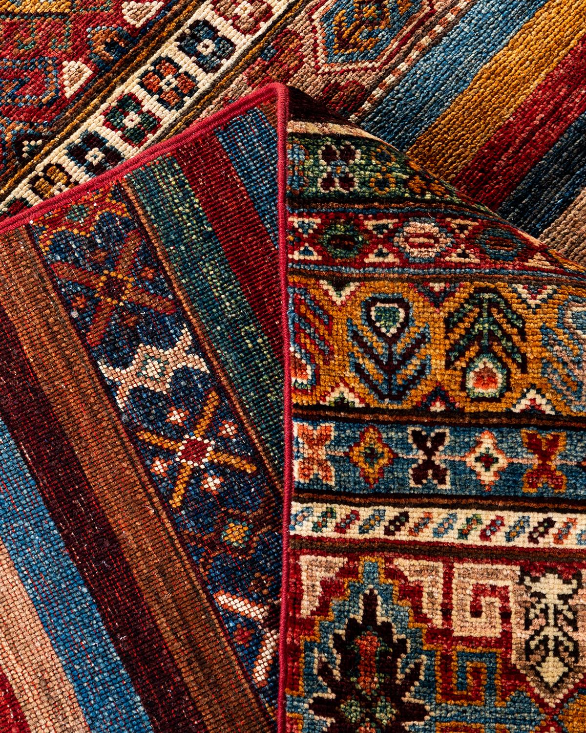 Laine Tapis de laine rouge de Bohème noué à la main 8' 11