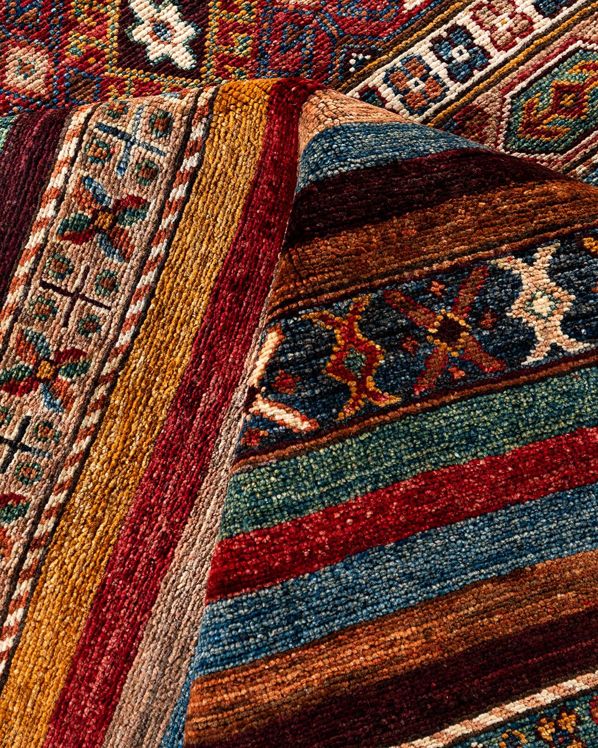 Tapis de laine rouge de Bohème noué à la main 8' 11