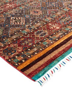 Bohemian Tribal Hand Knotted Wool Red Area Rug 8' 2" x 10' 3"