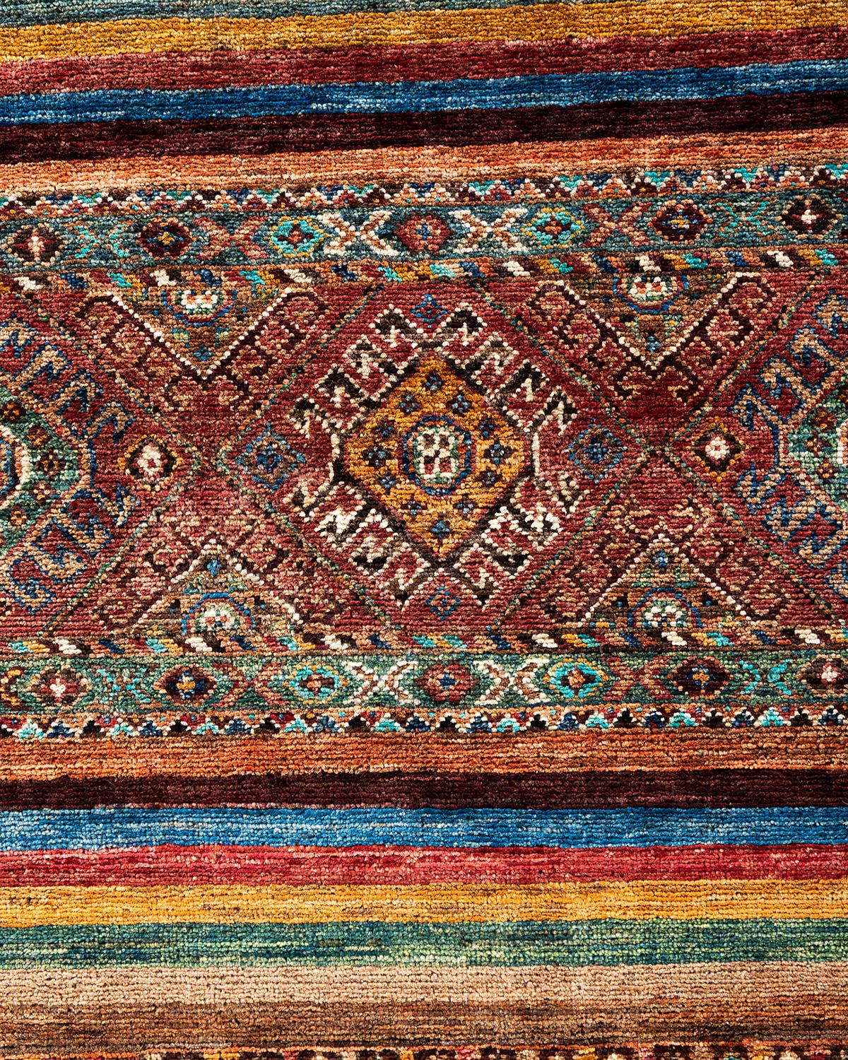 Pakistanais Tapis de laine rouge de Bohème noué à la main 8' 2