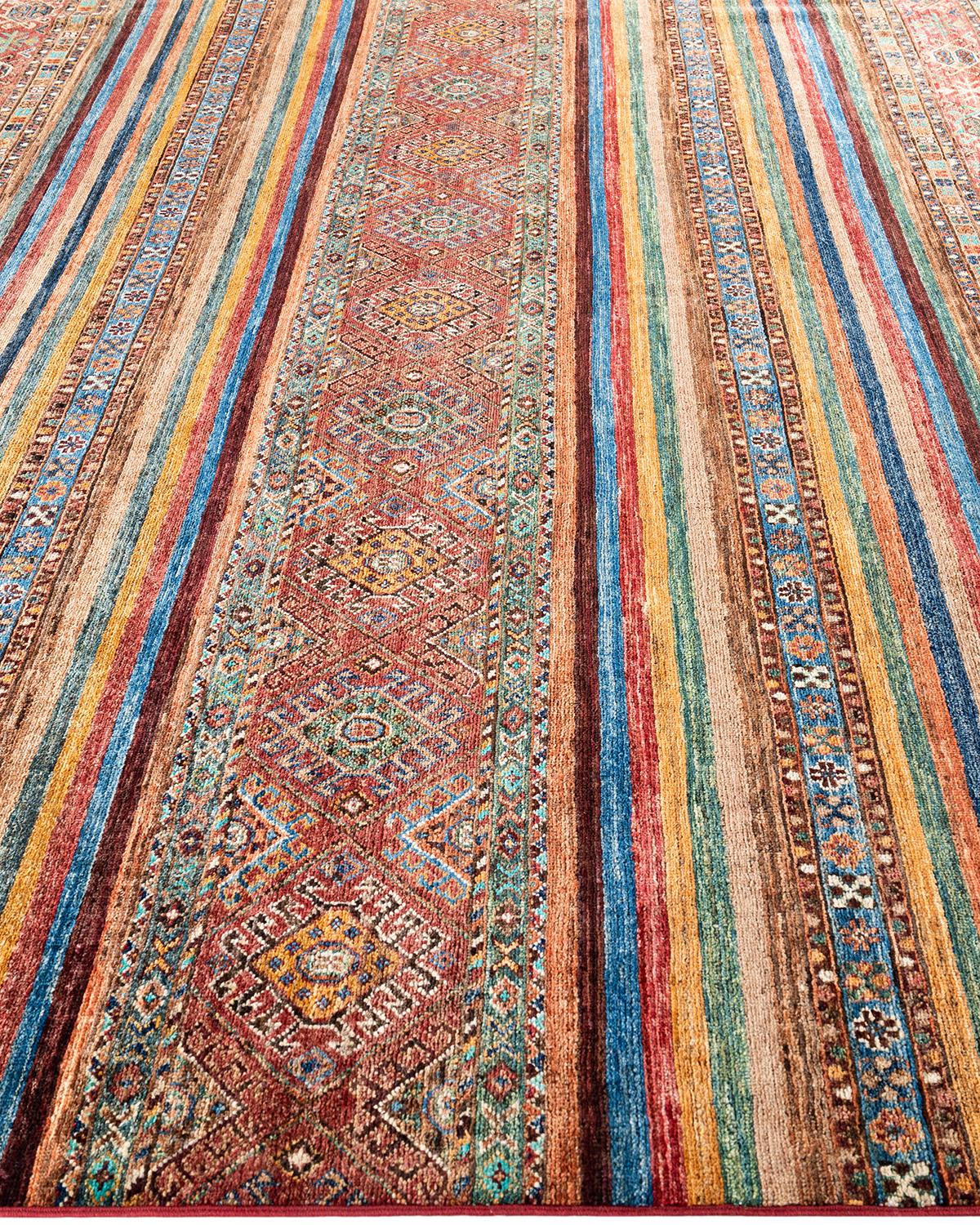 Noué à la main Tapis de laine rouge de Bohème noué à la main 8' 2
