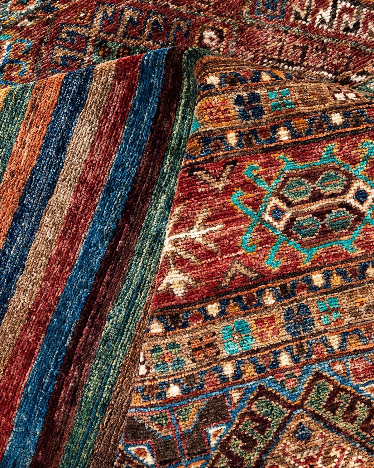 Laine Tapis de laine rouge de Bohème noué à la main 8' 2