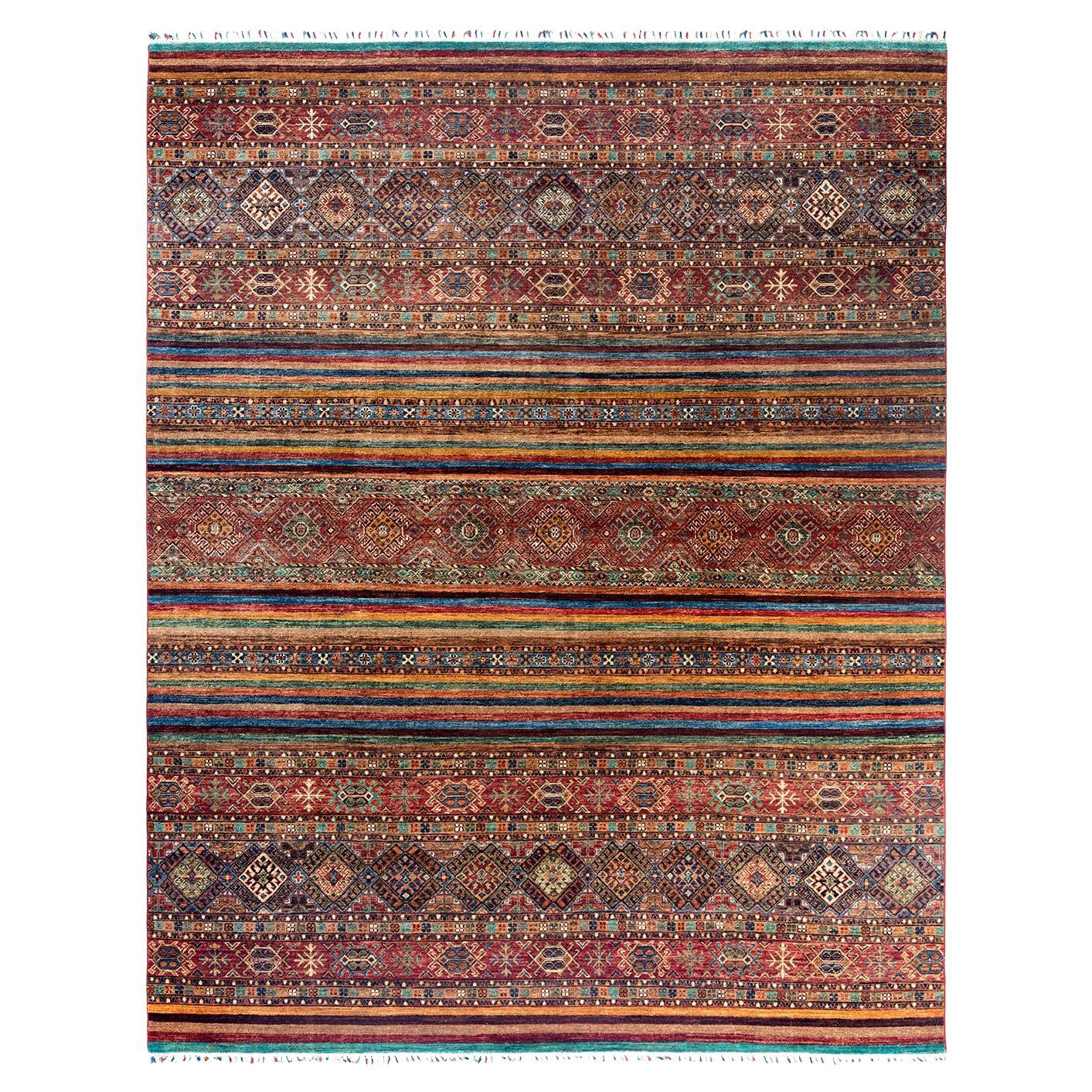 Bohemian Tribal Hand Knotted Wool Red Area Rug 8' 2" x 10' 3"