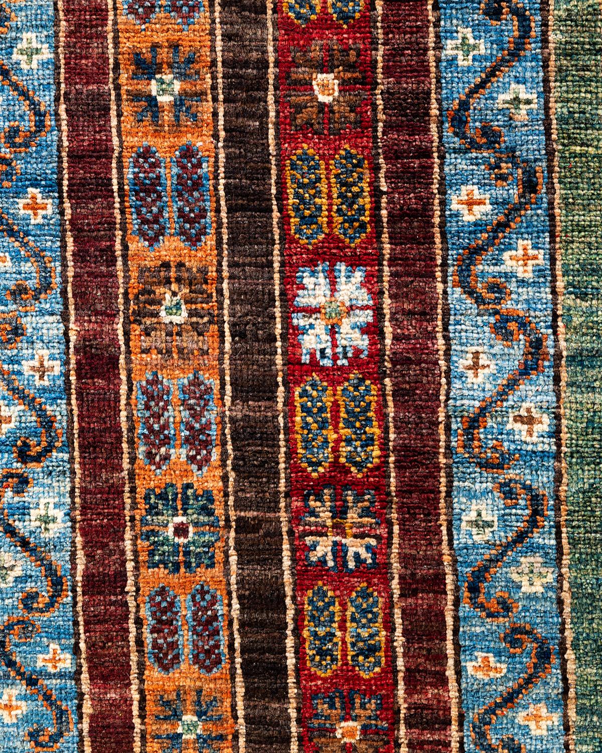 Pakistani Bohemian Tribal Hand Knotted Wool Red Area Rug 8' 2