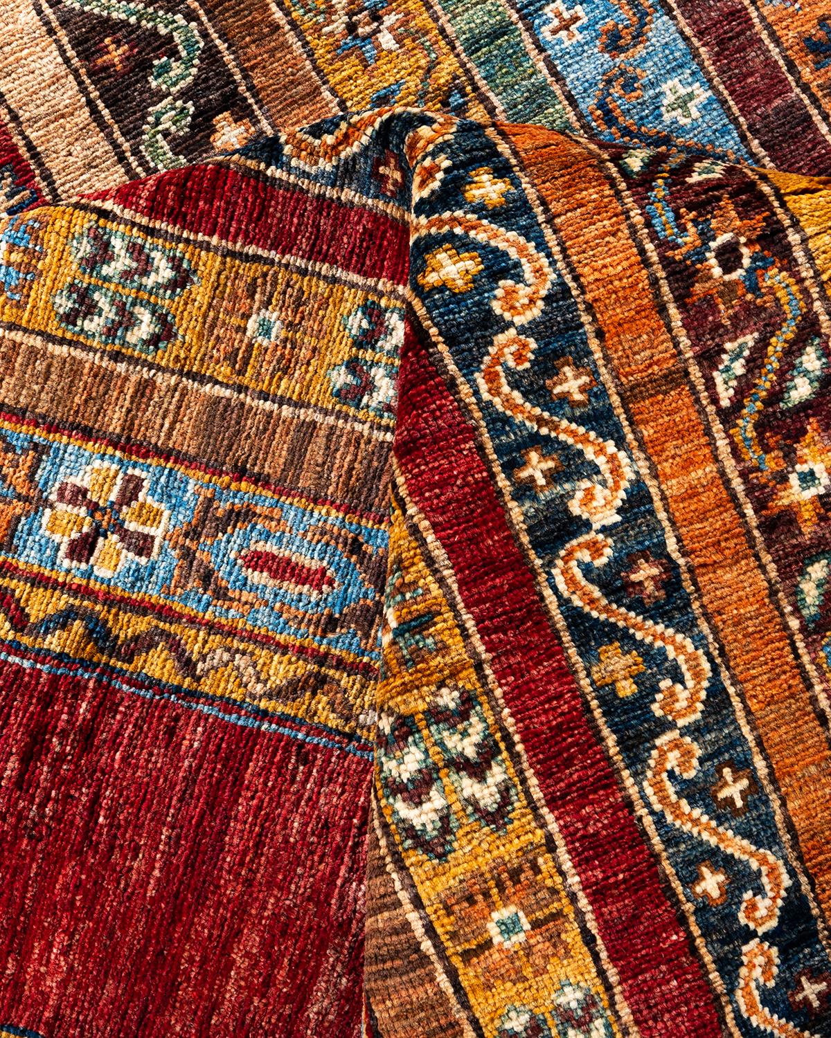 Bohemian Tribal Hand Knotted Wool Red Area Rug 8' 2
