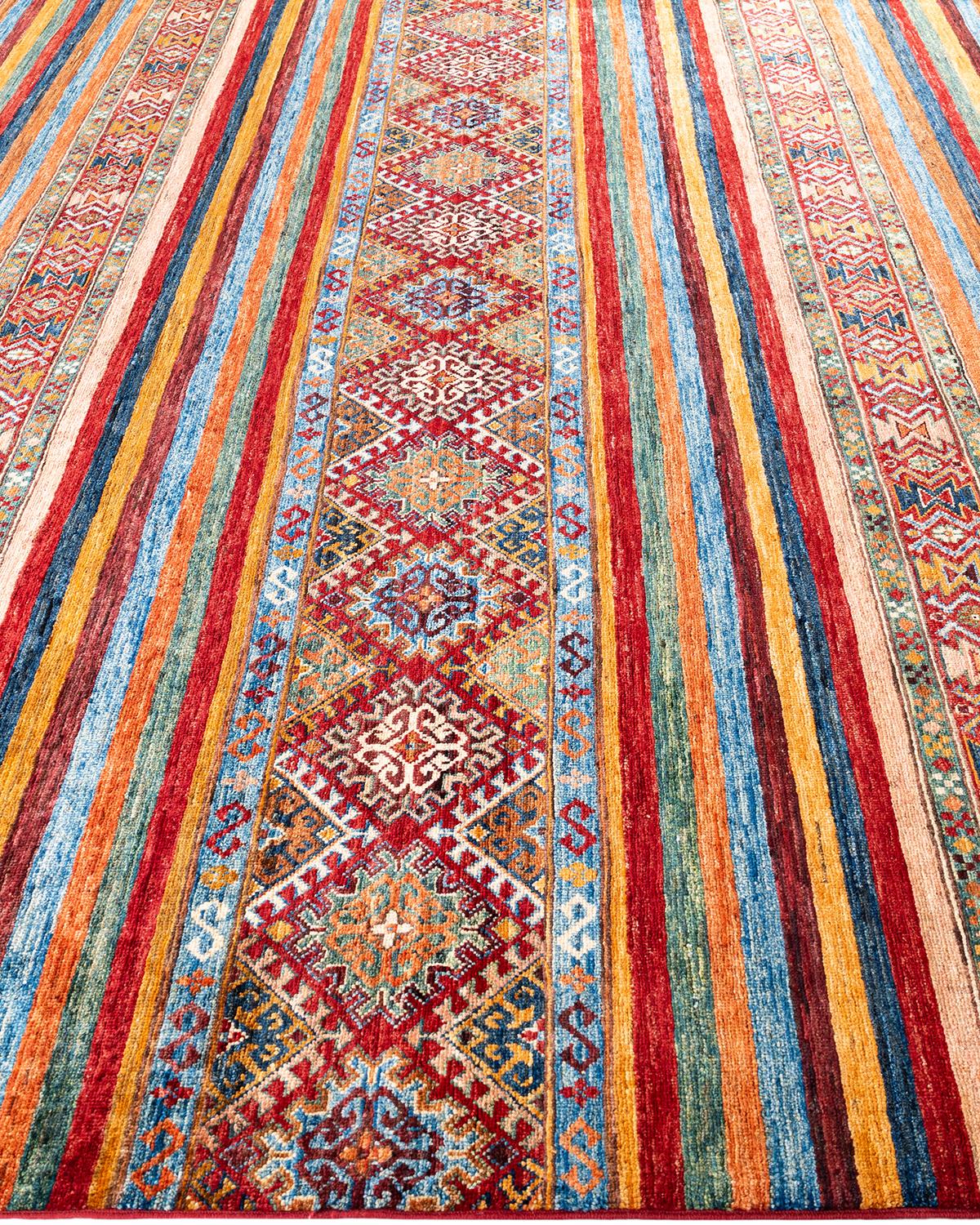 Noué à la main Tapis de laine rouge de Bohème noué à la main 8' 3