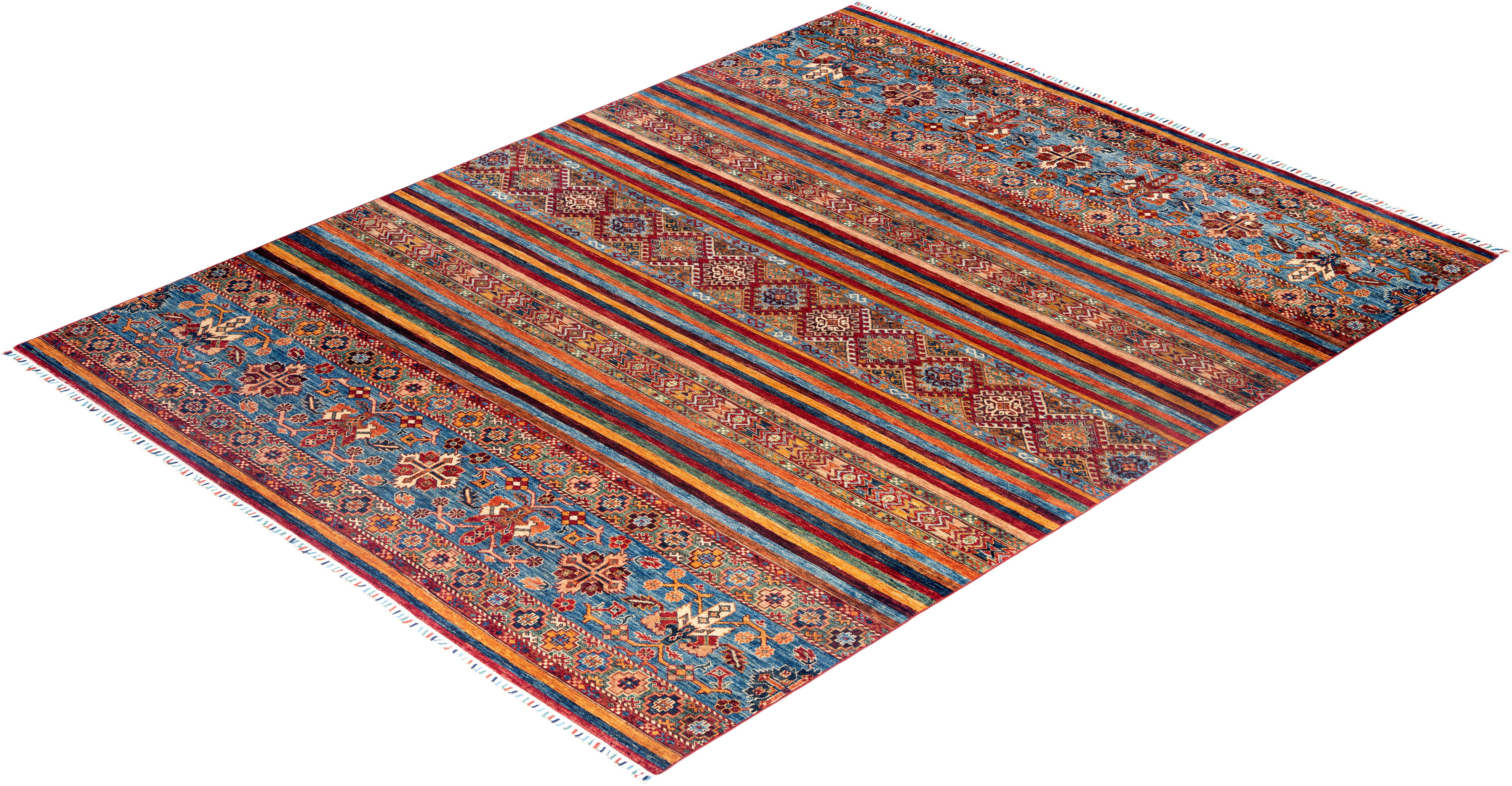 Tapis de laine rouge de Bohème noué à la main 8' 3