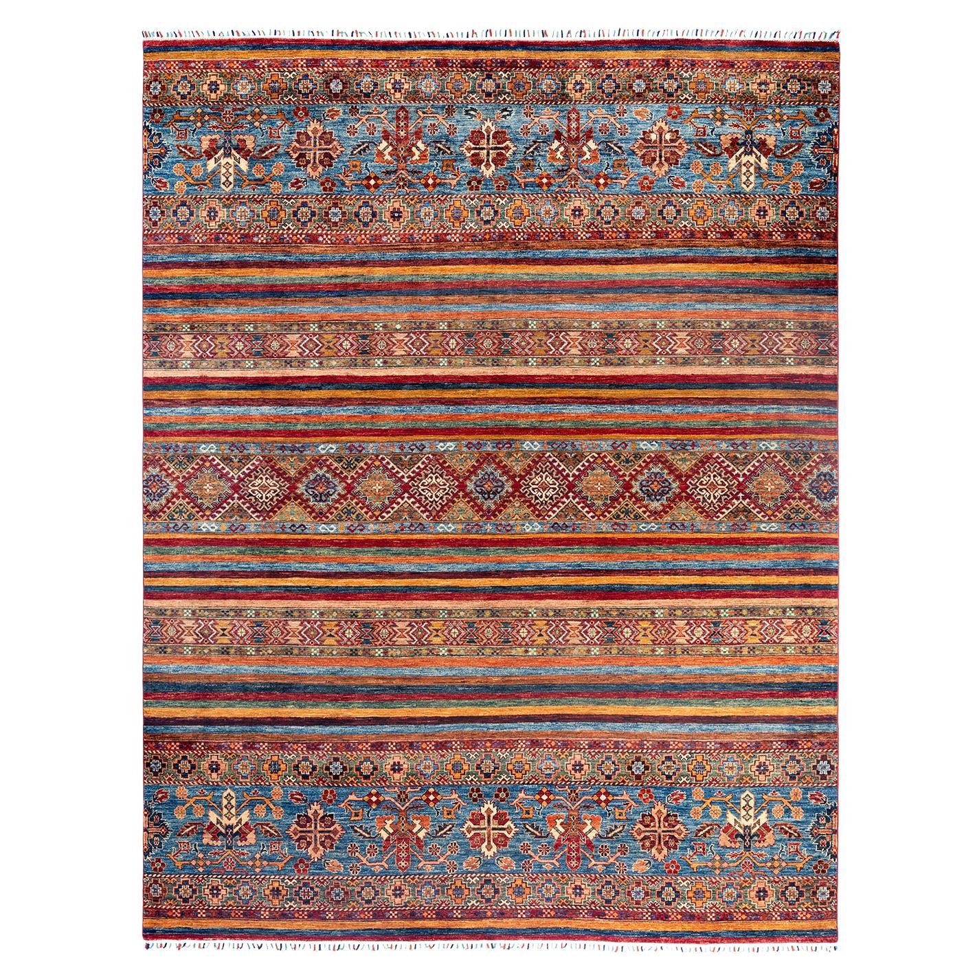 Bohemian Tribal Hand Knotted Wool Red Area Rug 8' 3" x 10' 6"