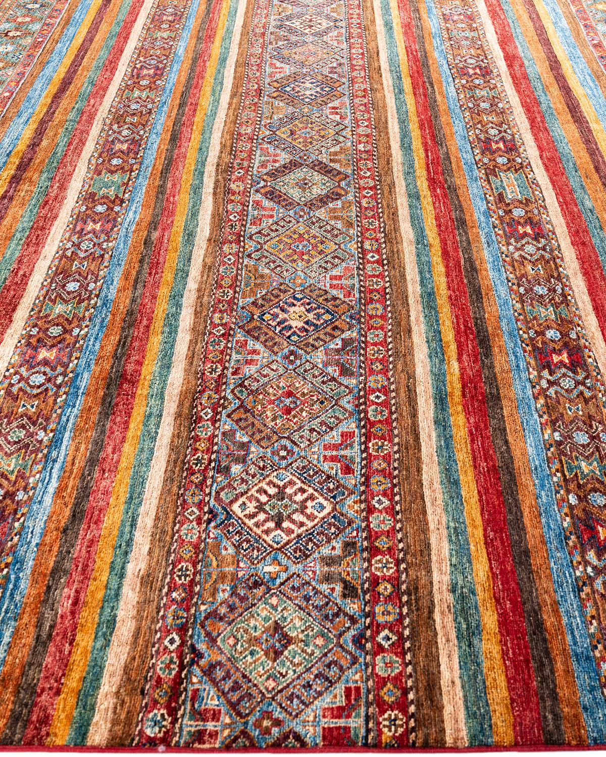 Noué à la main Tapis de laine rouge de Bohème noué à la main 8' 3