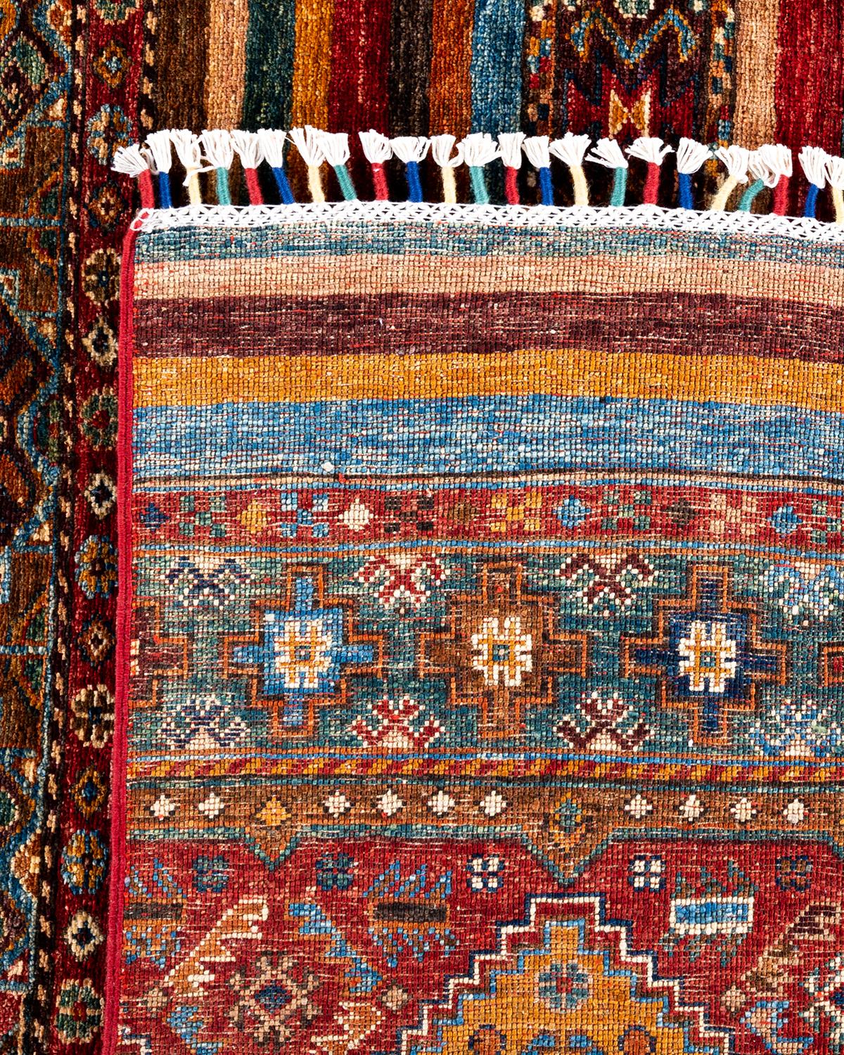 Tapis de laine rouge de Bohème noué à la main 8' 3