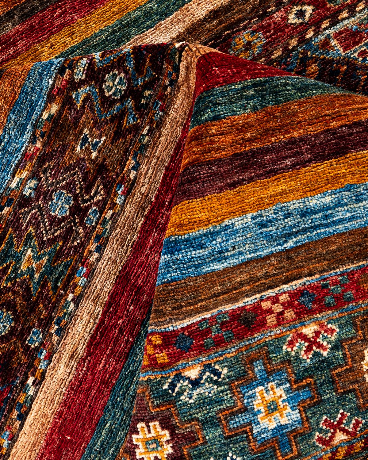 Laine Tapis de laine rouge de Bohème noué à la main 8' 3
