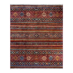 Handgeknüpfter roter Teppich aus Wolle im böhmischen Stammesstil 8' 3" x 9' 7"