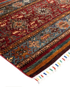 Bohemian Tribal Hand Knotted Wool Red Area Rug 8' 4" x 9' 10"