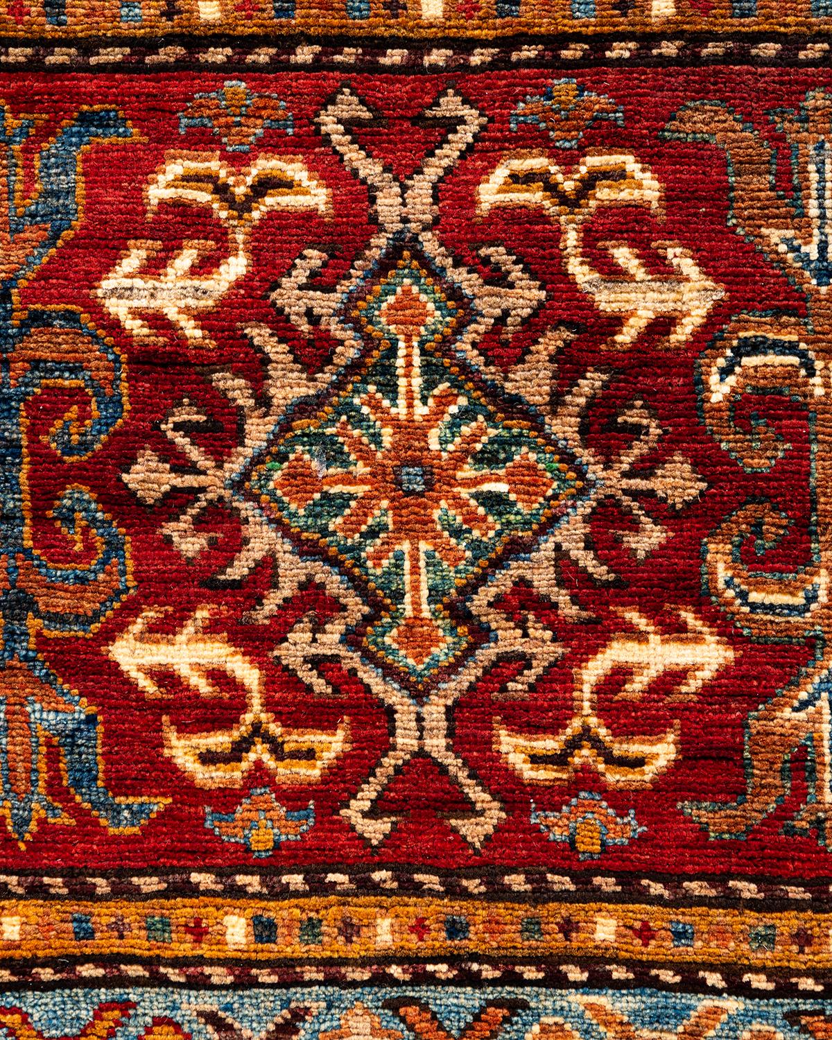 Pakistanais Tapis de laine rouge de Bohème noué à la main 8' 4