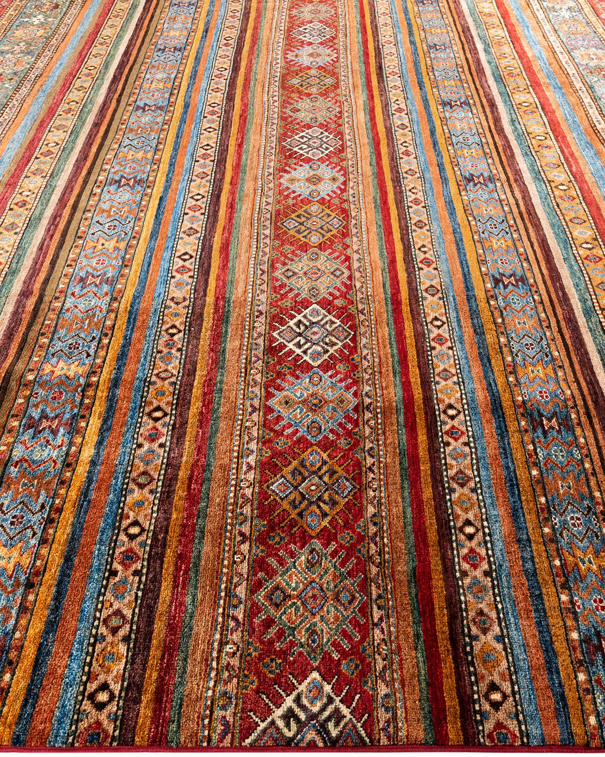 Noué à la main Tapis de laine rouge de Bohème noué à la main 8' 4