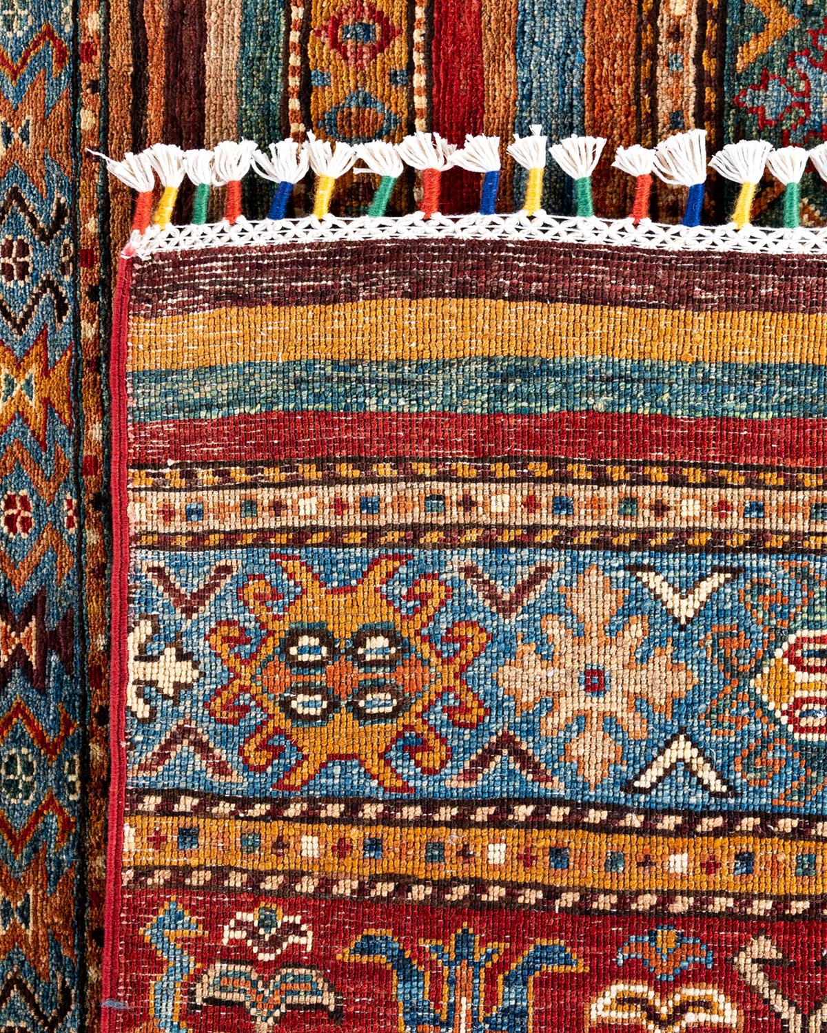 Tapis de laine rouge de Bohème noué à la main 8' 4