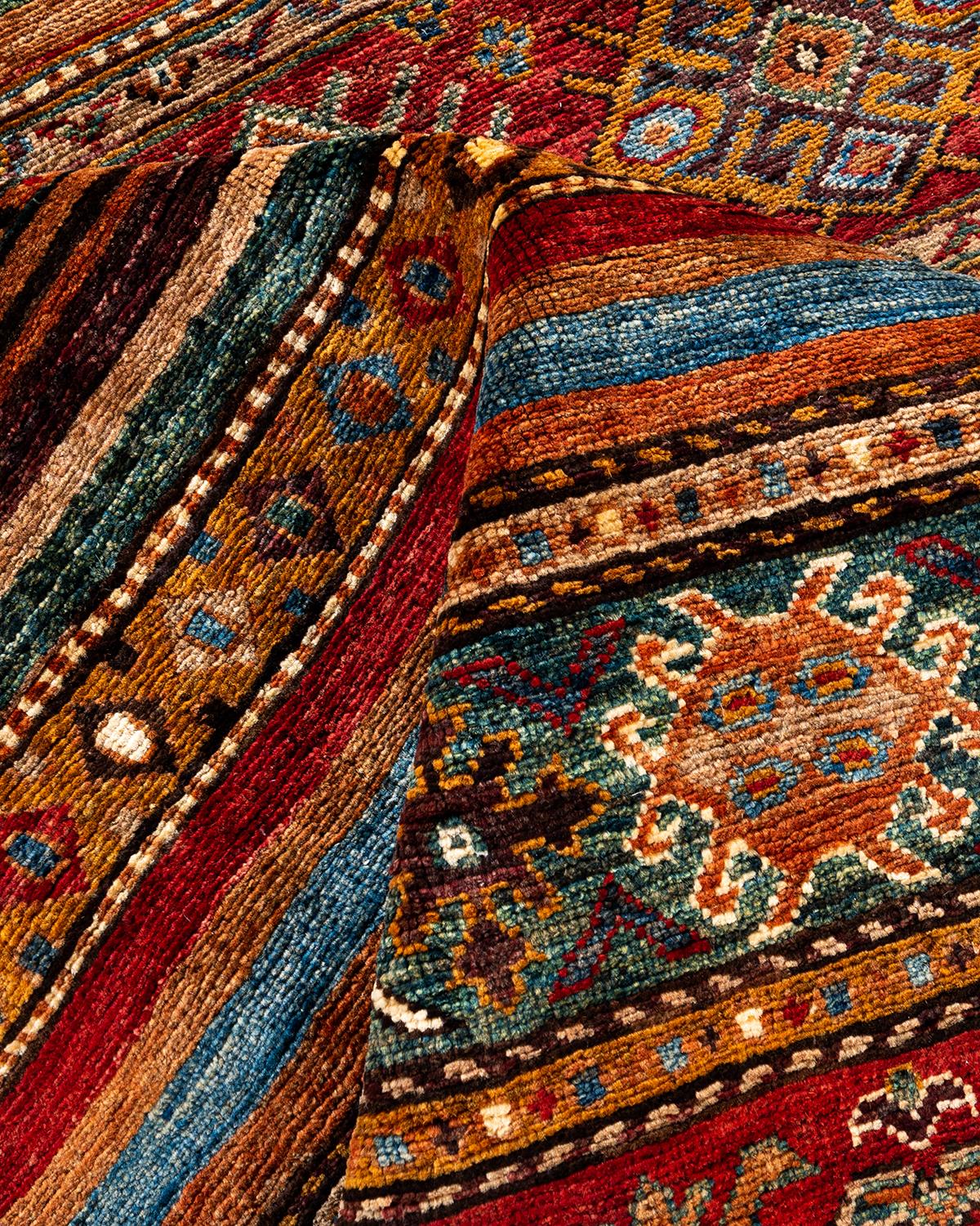 Laine Tapis de laine rouge de Bohème noué à la main 8' 4