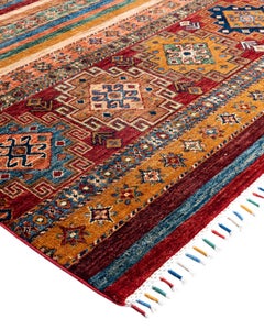 Tappeto Tribale Bohemian in lana rosso annodato a mano 9' 1" x 12' 1"