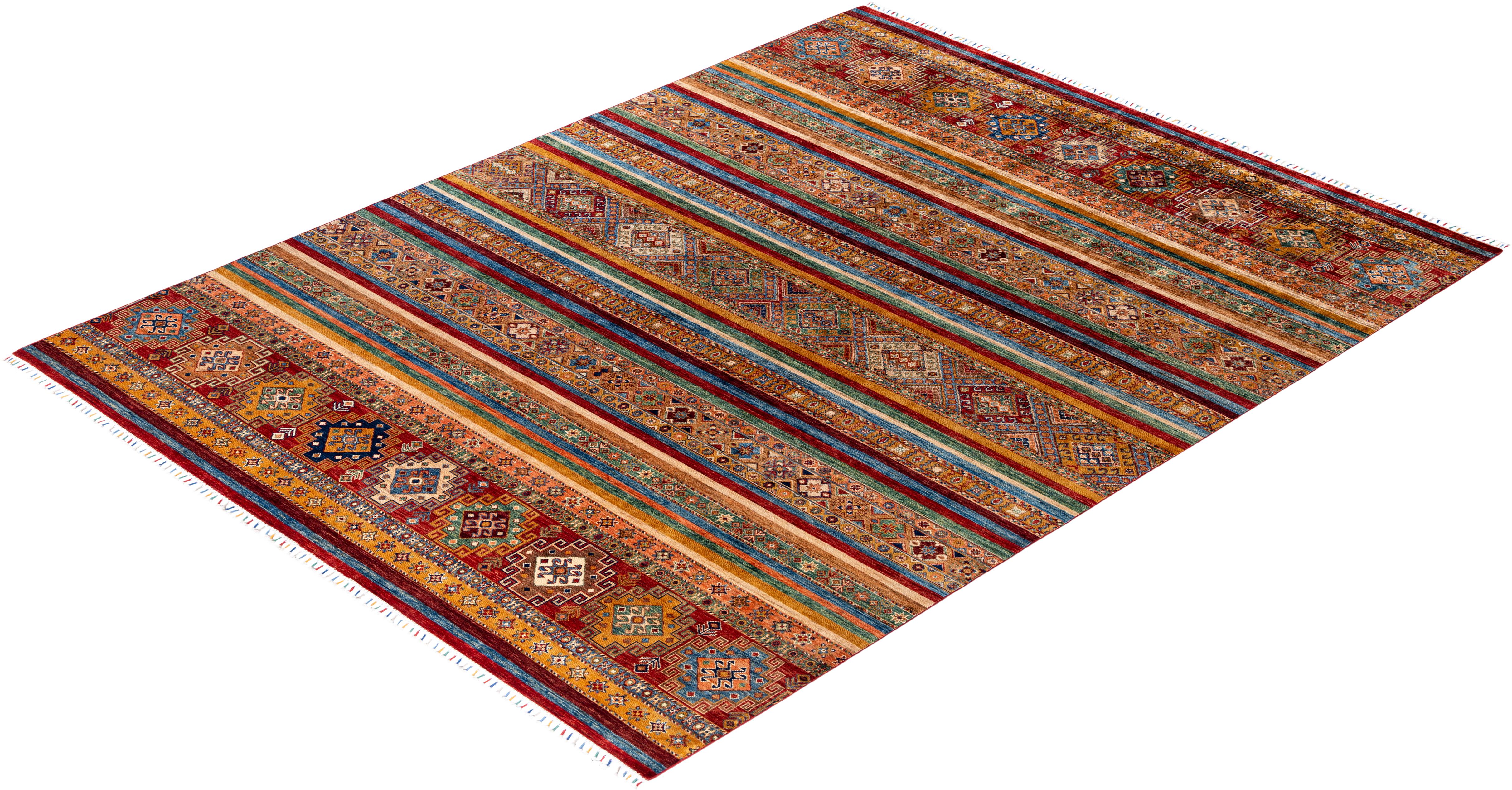 Tapis de laine rouge de Bohème noué à la main 9' 1