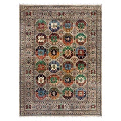 Bohemian Tribal Hand Knotted Wool Taupe Area Rug 8' 11" x 12' 0"