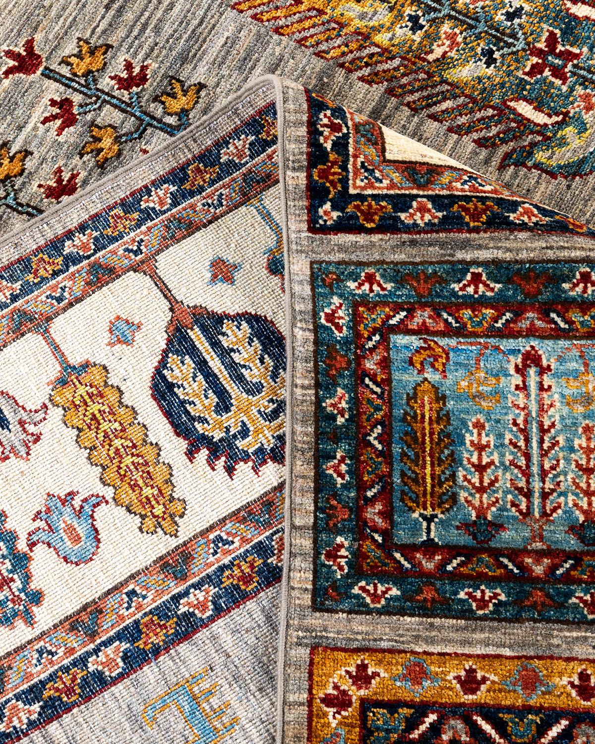 XXIe siècle et contemporain Tapis de laine taupe de Bohème noué à la main 8' 2