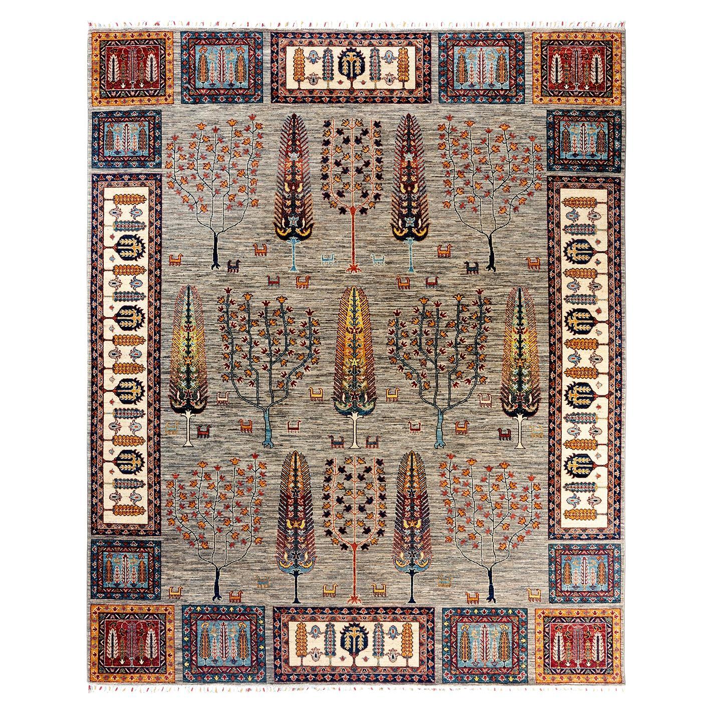 Tapis de laine taupe de Bohème noué à la main 8' 2" x 9' 10"