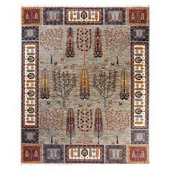Tapis de laine taupe de Bohème noué à la main 8' 2" x 9' 10"