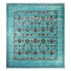 Bohemian Tribal Hand Knotted Wool Teal Area Rug 8
 6" x 9
 6"