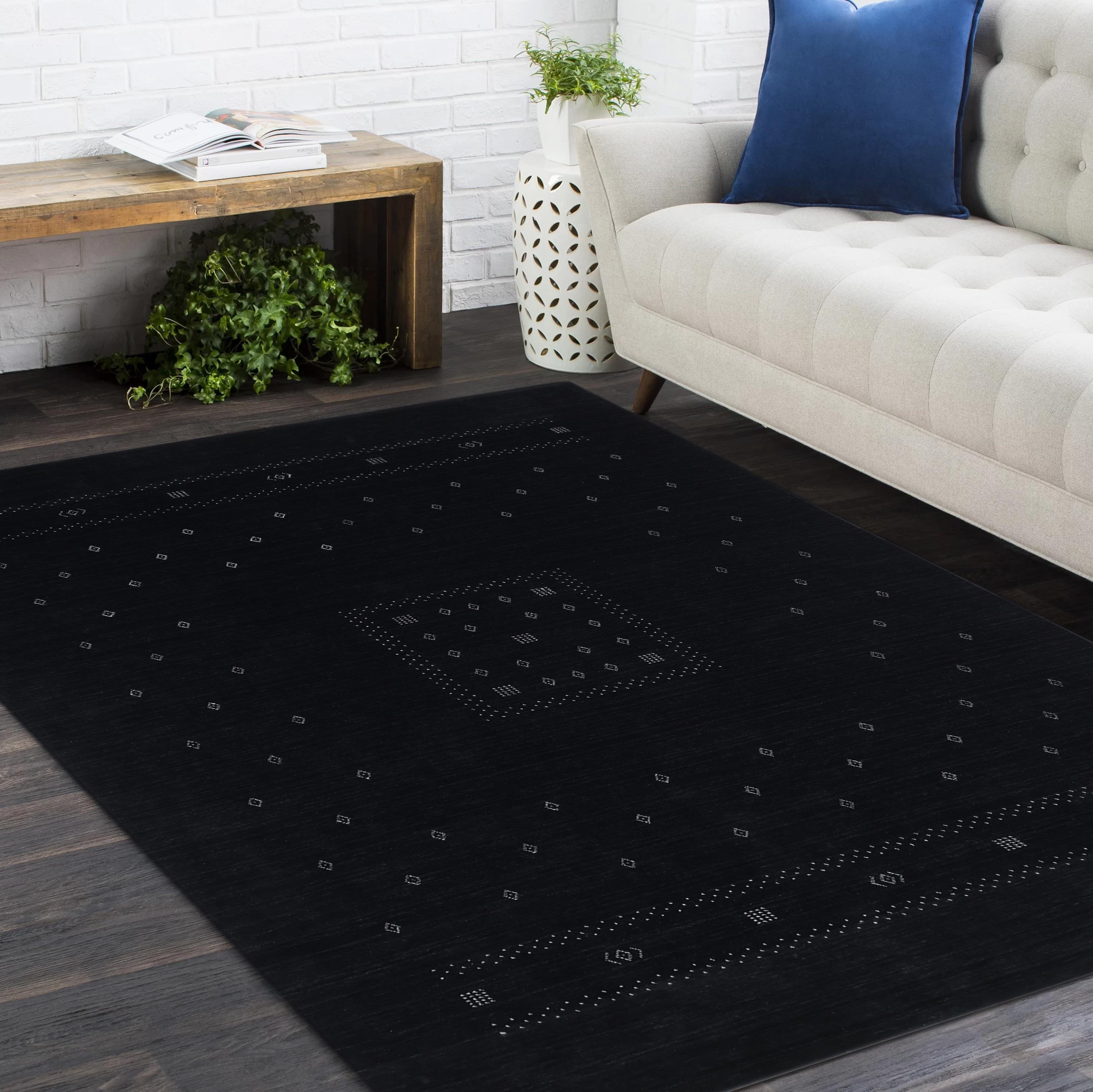 Bohemian Tribal Hand Made Black Area Rug 8' 0