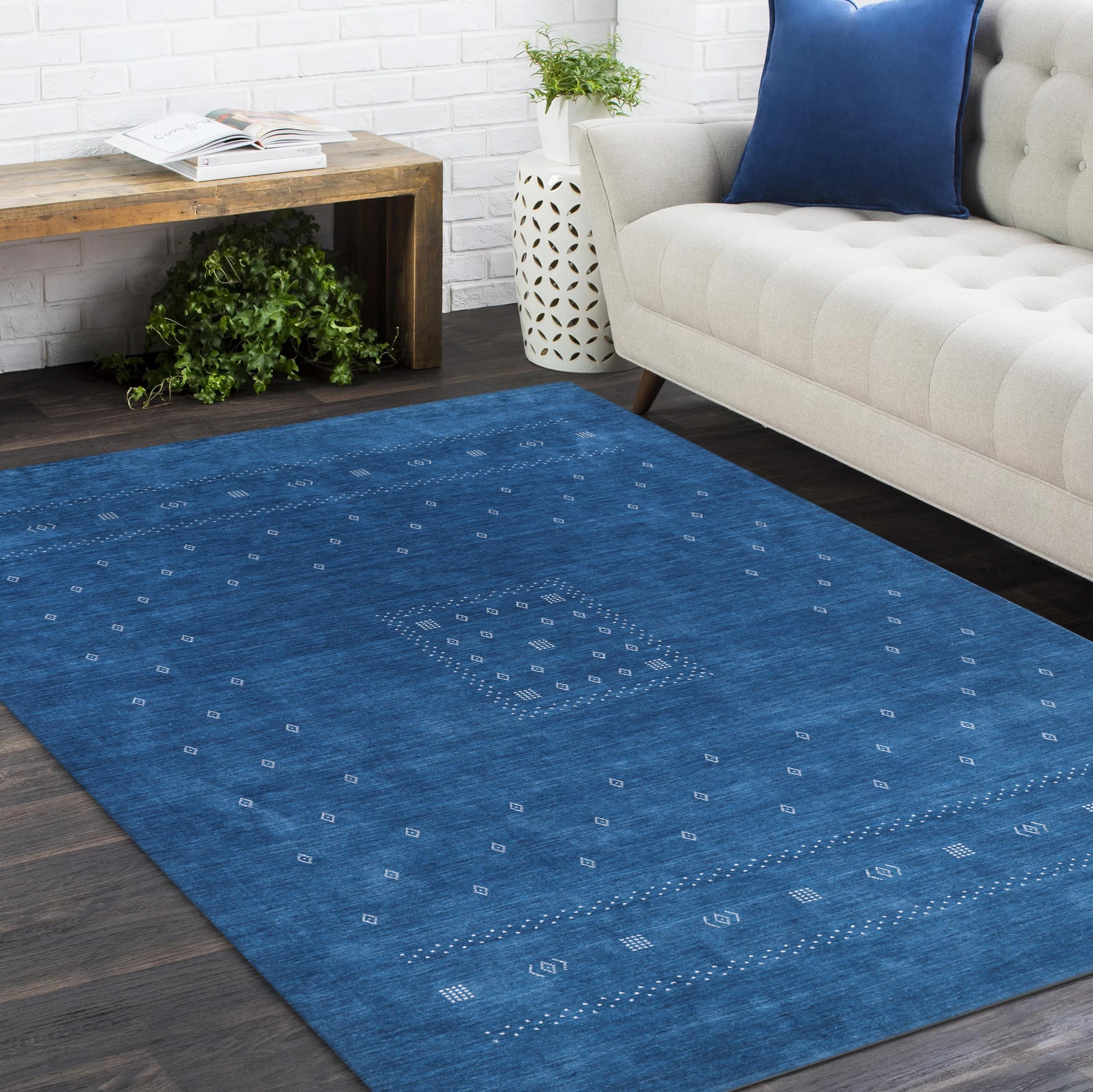 Bohemian Tribal Hand Made Blau Bereich Teppich 10' 0