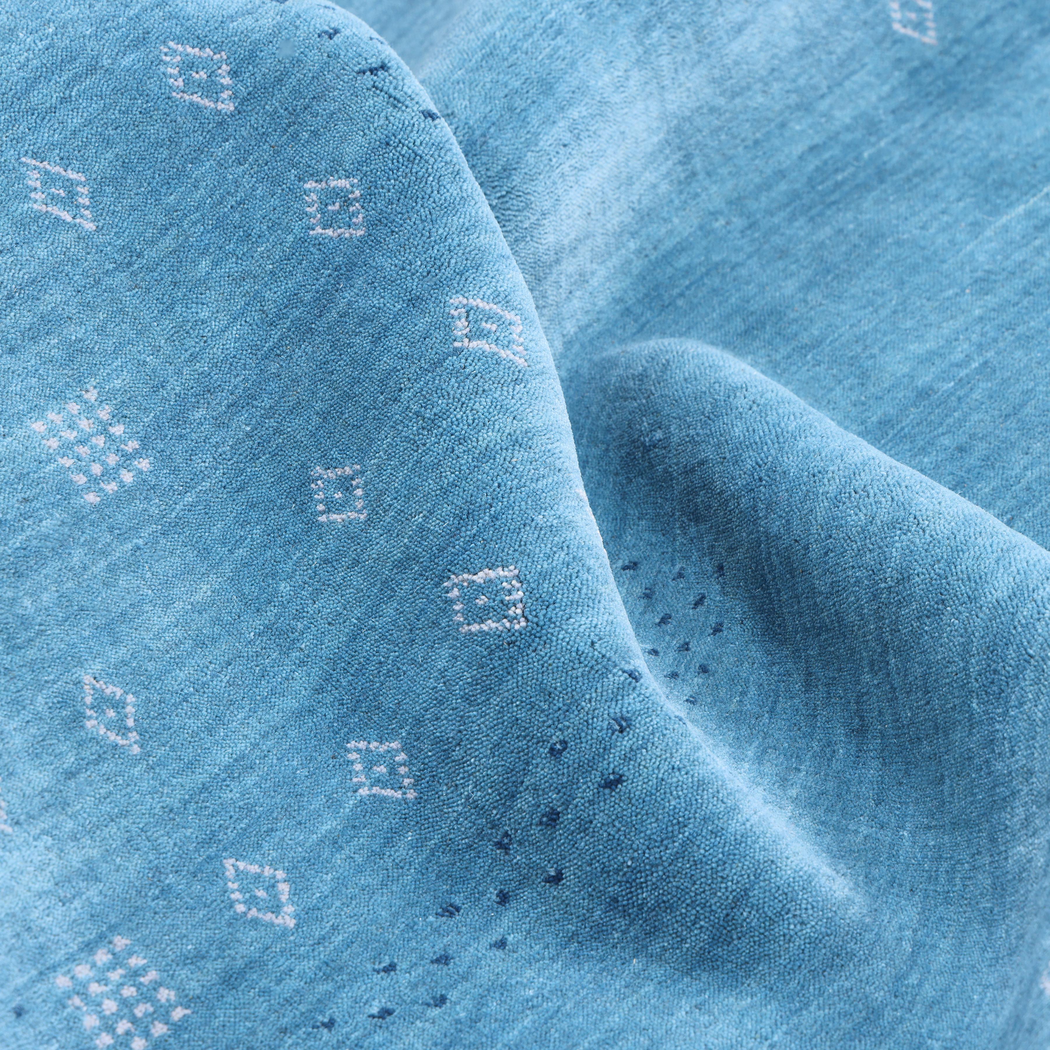 Bohemian Tribal Hand Made Blau Bereich Teppich 5' 0