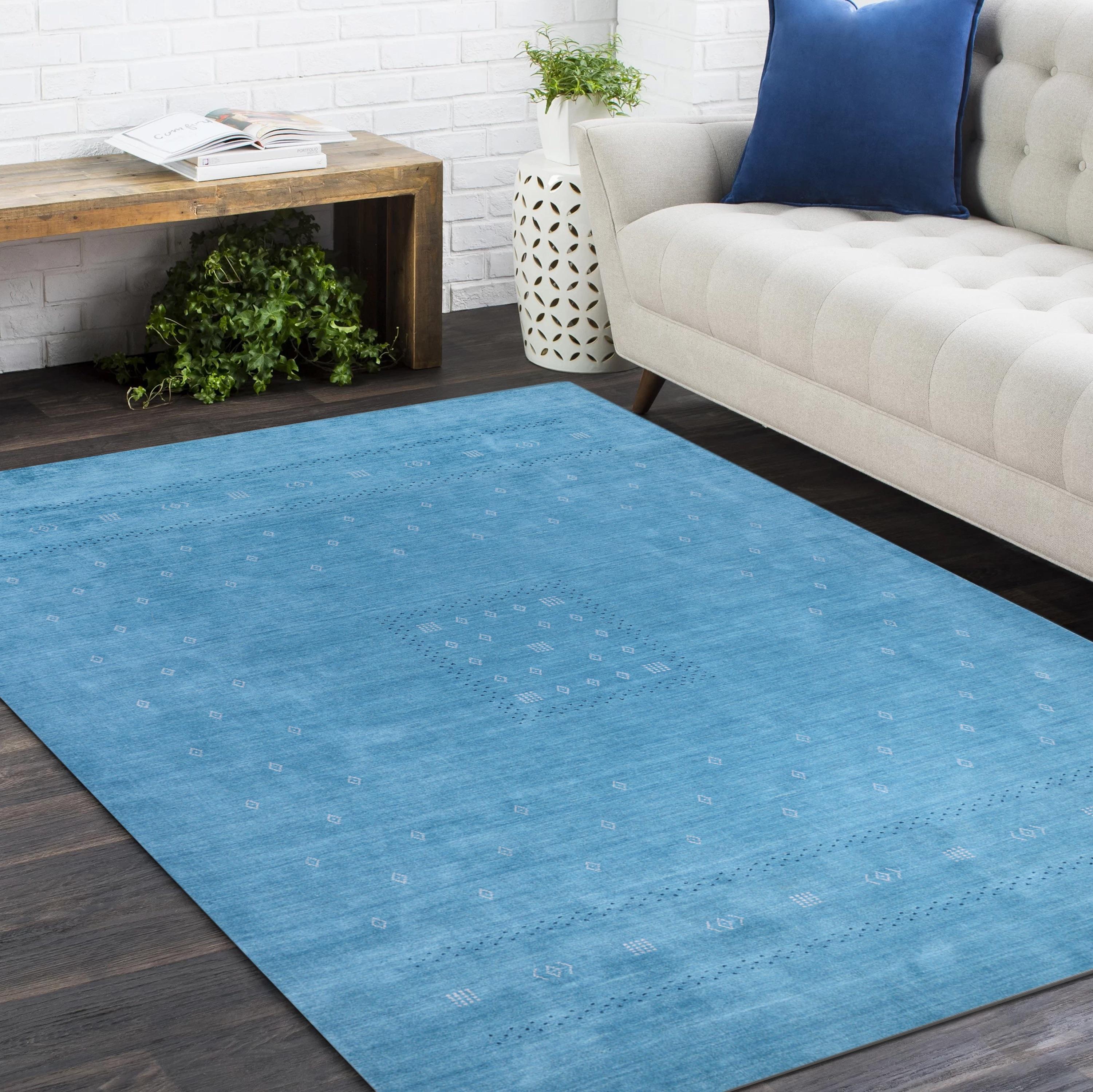 Bohemian Tribal Hand Made Blau Bereich Teppich 5' 0