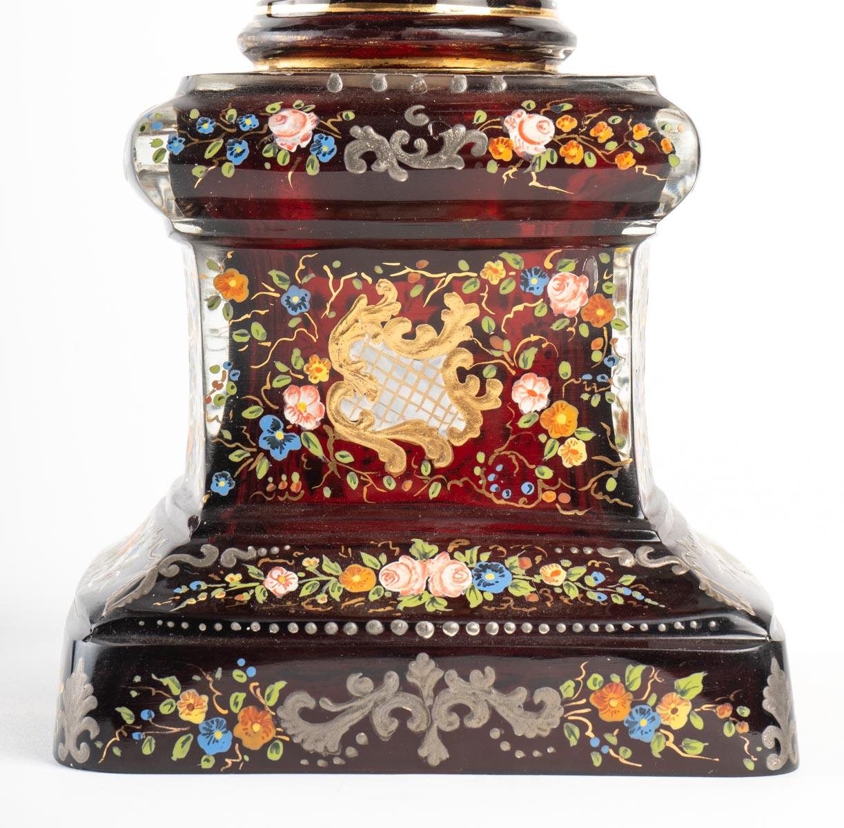 Napoleon III Bohemian Vase, Enameled Gold-Silver
