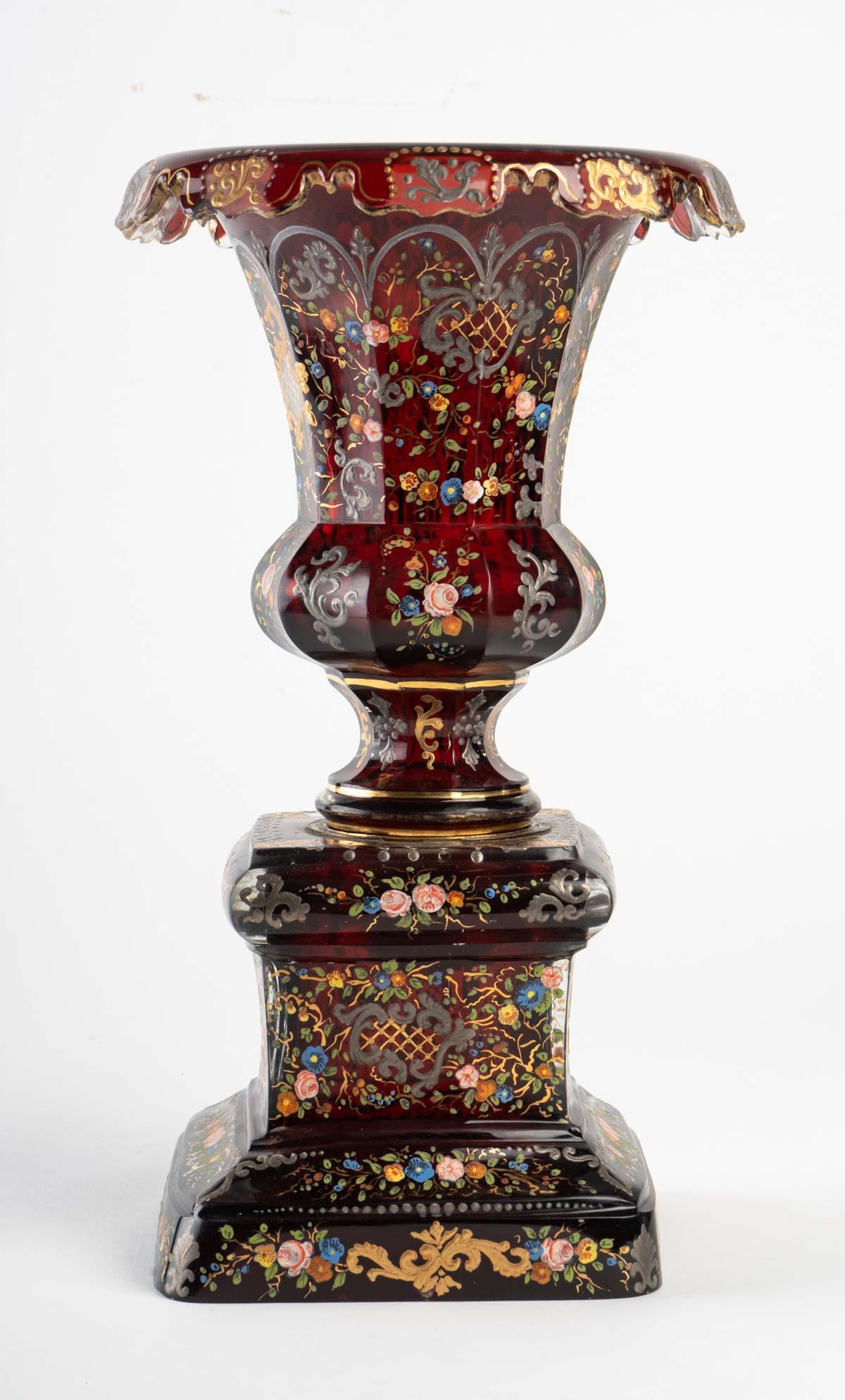 Bohemian Vase, Enameled Gold-Silver In Good Condition In Saint-Ouen, FR