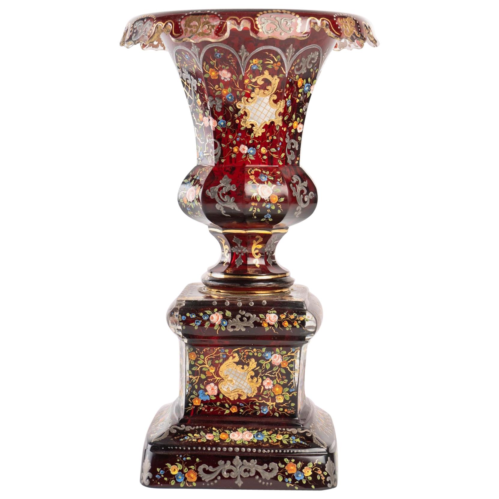 Bohemian Vase, Enameled GoldSilver For Sale at 1stDibs