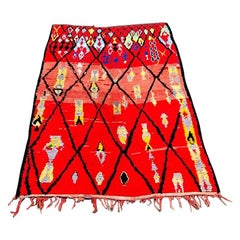 Bohemian Vintage Moroccan Berber Rug , Handmade Knotted Wool