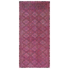Bohemian Vintage Worn Down Persian Shiraz Handmade Wool Gallery Size Runner Rug
