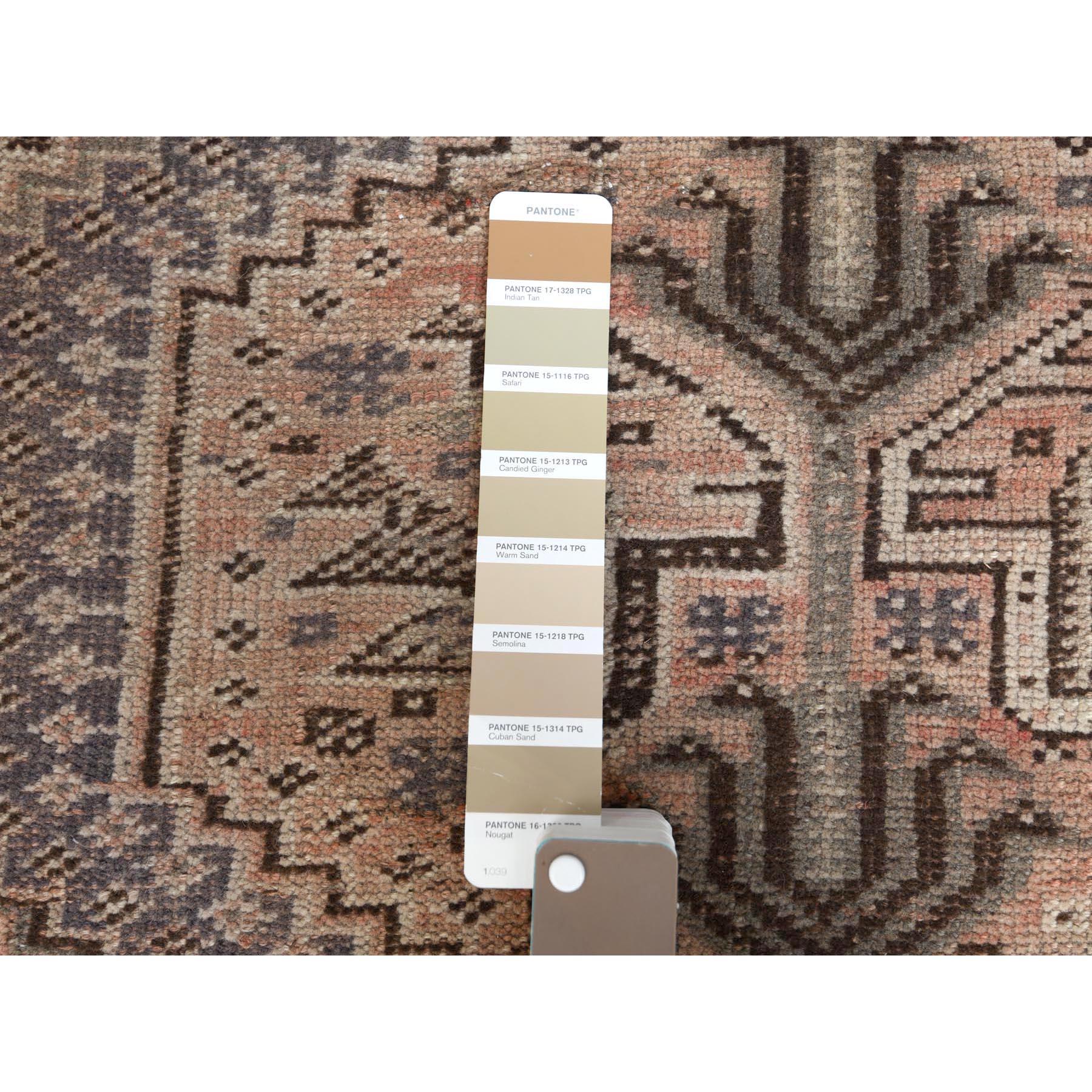 Hand-Knotted Bohemian Vintage Worn Down Persian Shiraz Taupe Color Wool Handmade Rug For Sale