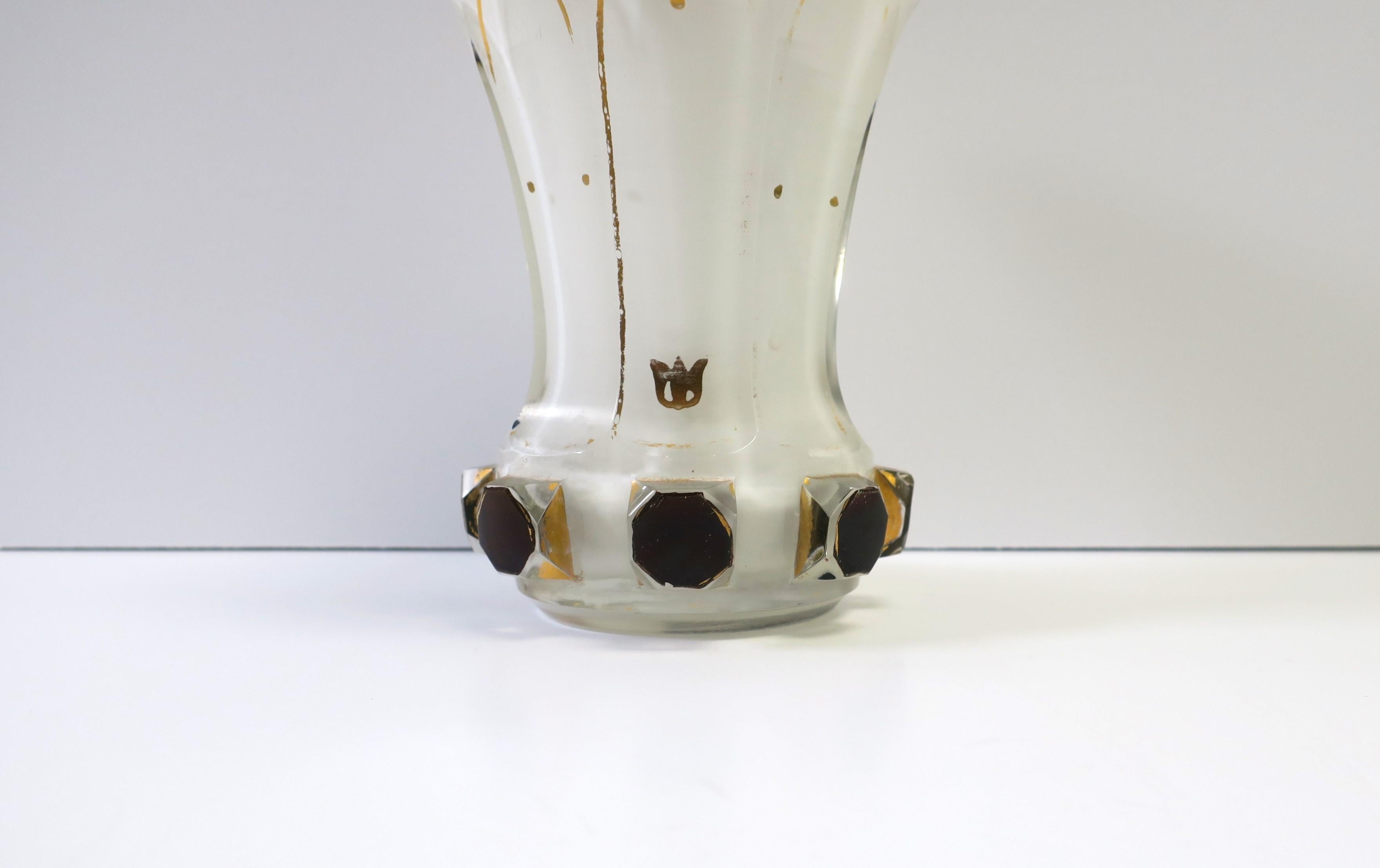 Bohemian White and Gold Vase  For Sale 4