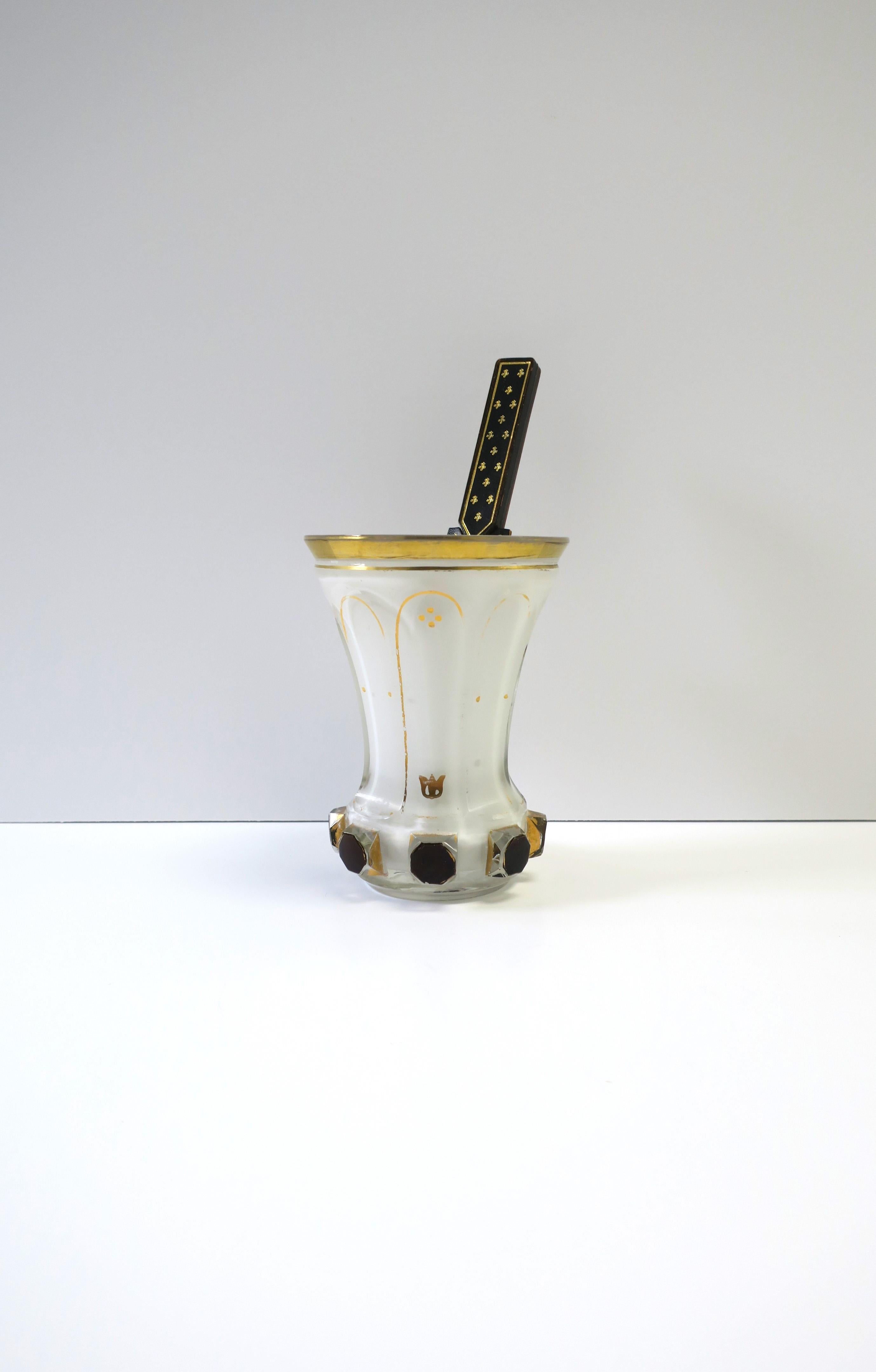 Art Glass Bohemian White and Gold Vase  For Sale