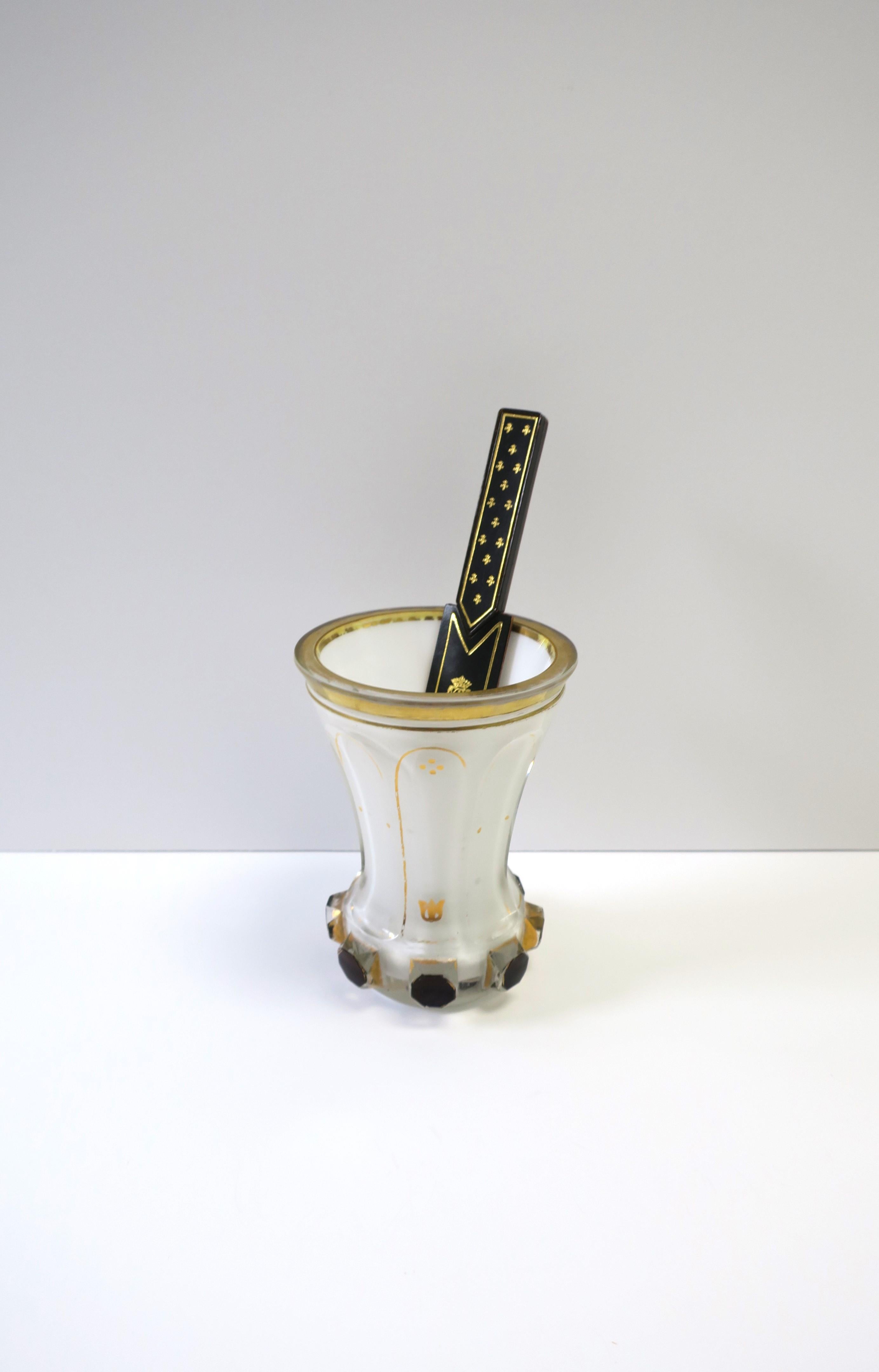 Bohemian White and Gold Vase  For Sale 1