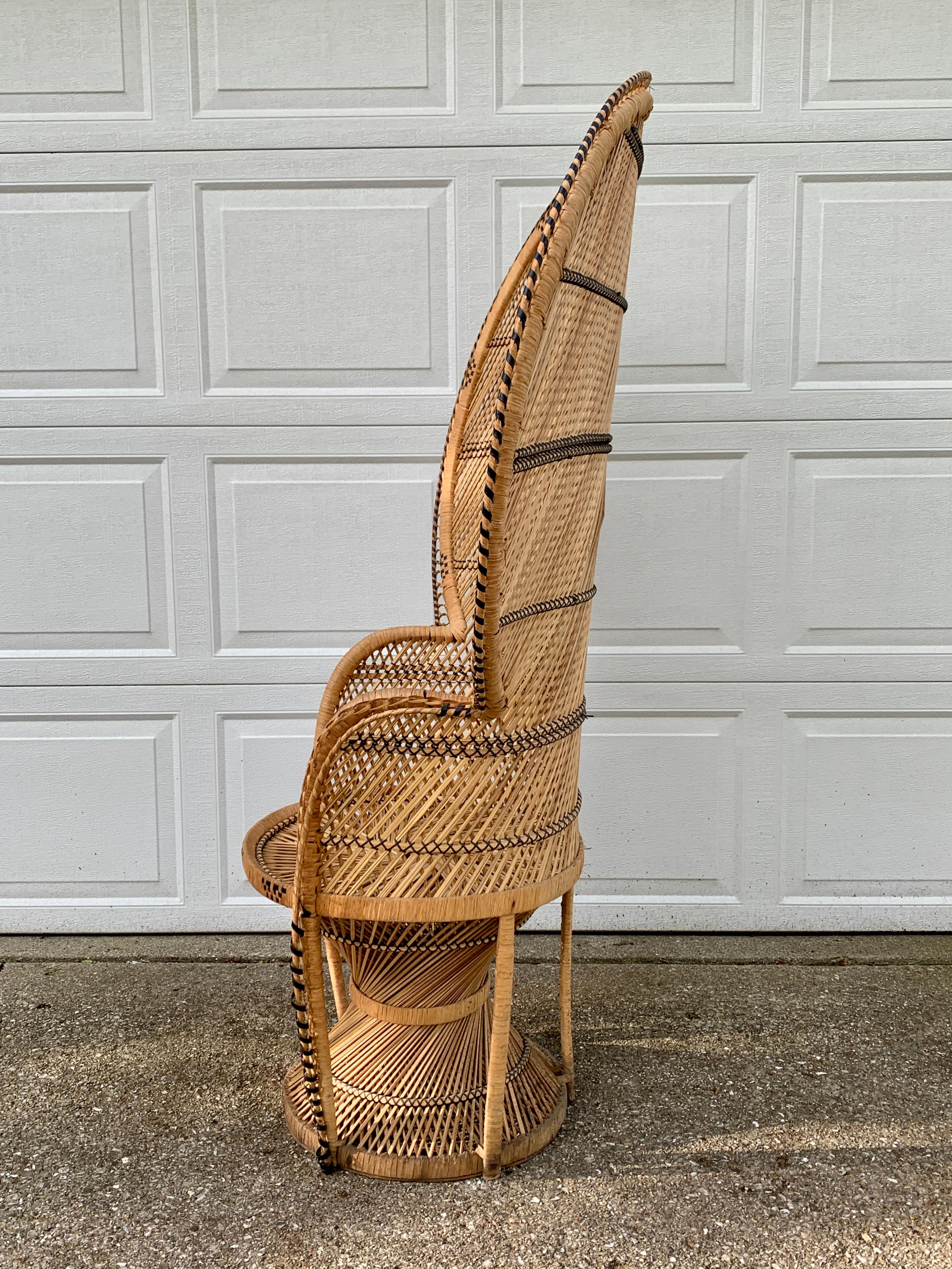 Bohemian Wicker Emanuelle Peacock Chair For Sale 5