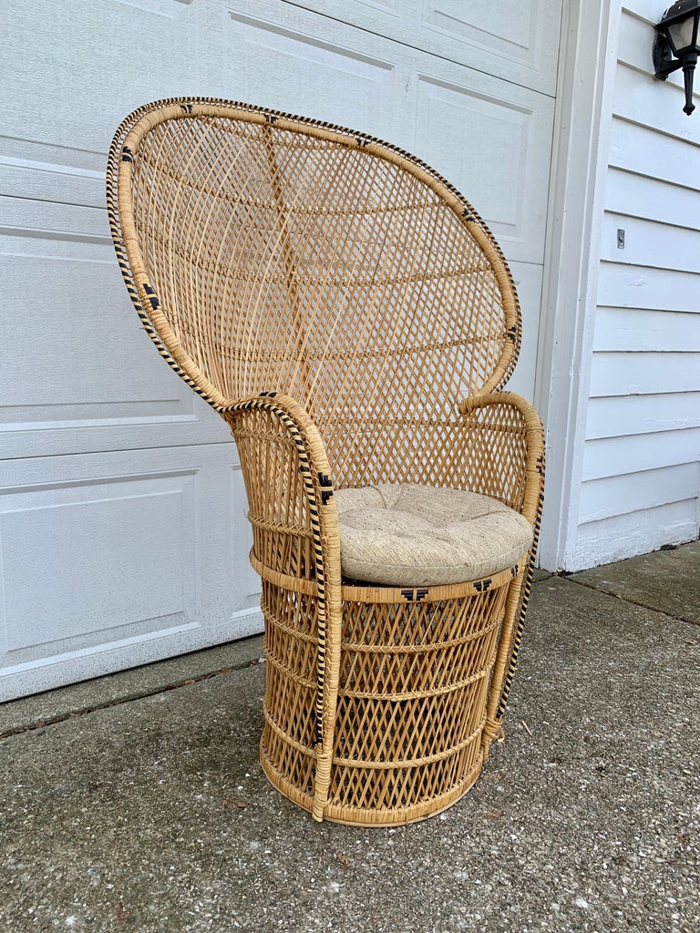 Bohemian Wicker Emanuelle Peacock Chair For Sale at 1stDibs